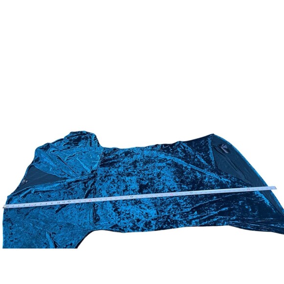 Joanna Hope Teal Crushed Velvet Wrap 20 Midi Dress Short Sleeve Holiday Party - Picture 8 of 14